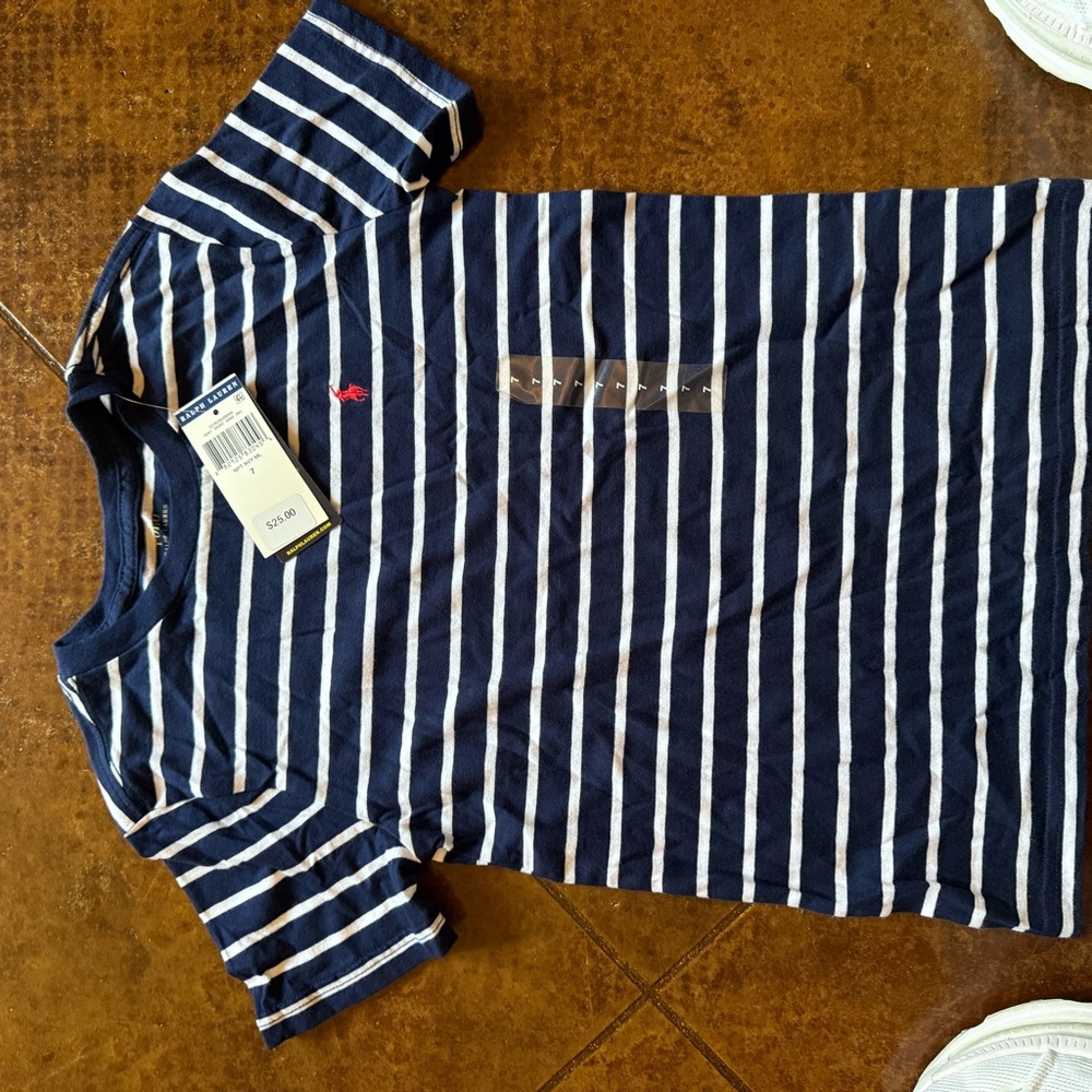Ralph Lauren Navy and White Striped Tee